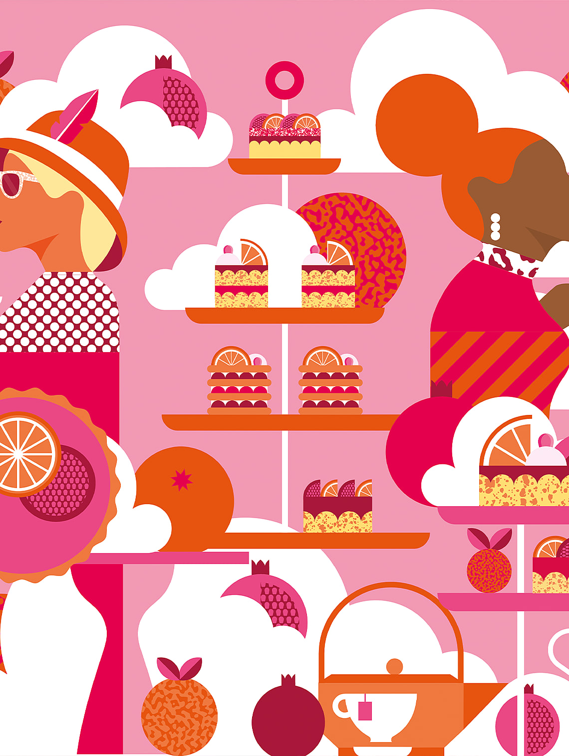 orange pomegranate pattern