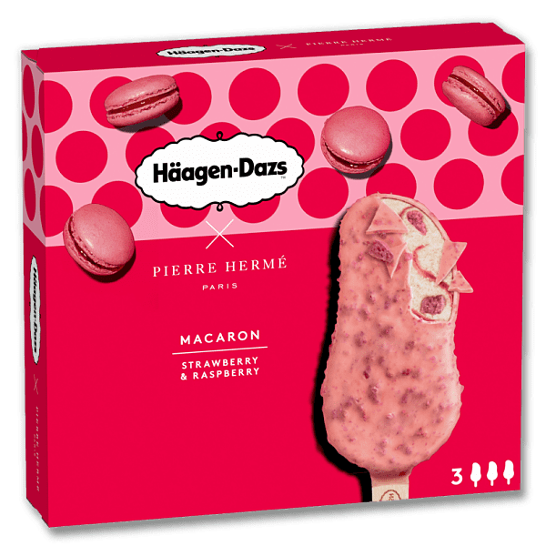 Macaron Strawberry & Raspberry Ice Cream Stickbar Multipack HäagenDazs