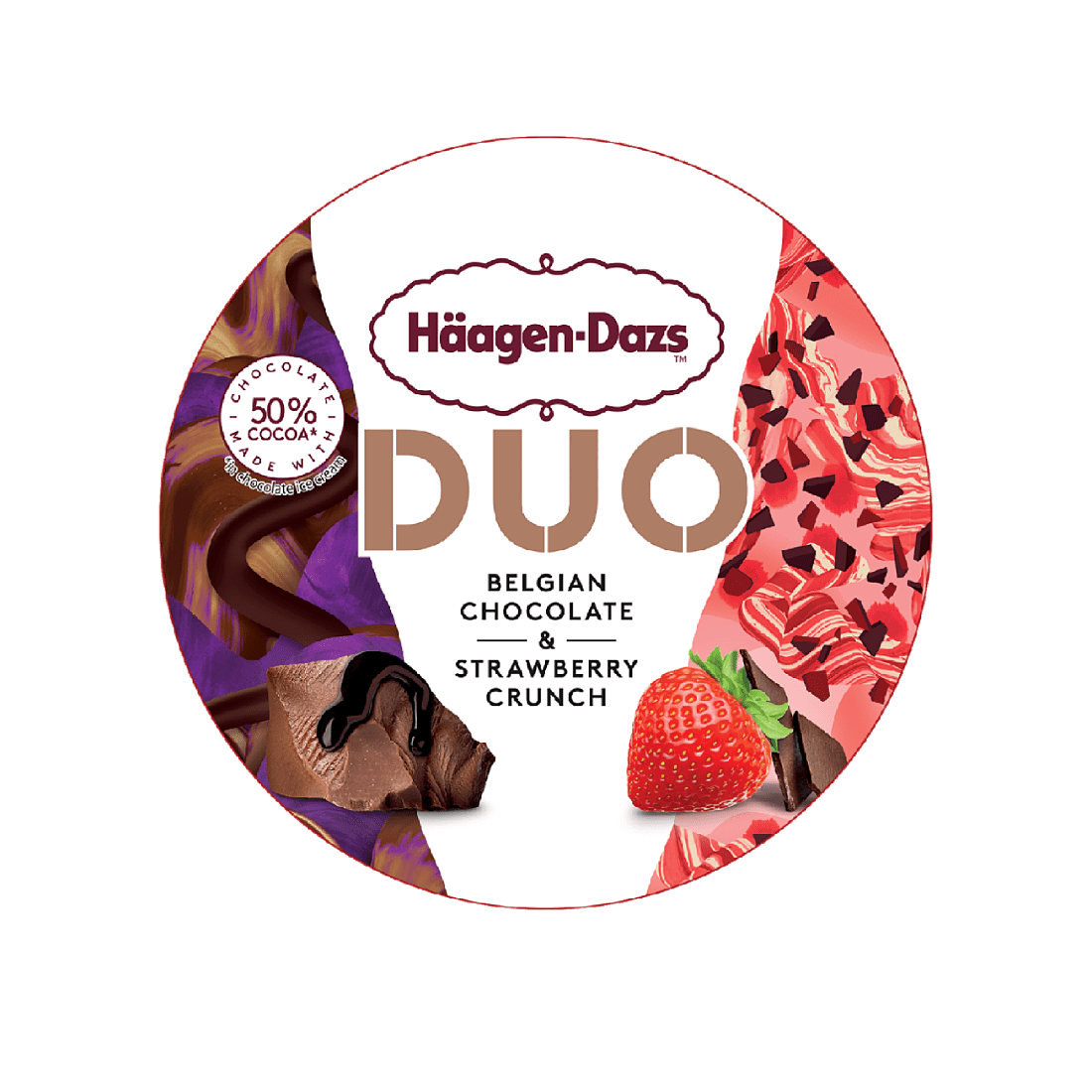 Duo belgian chocolate and strawberry cruch lid