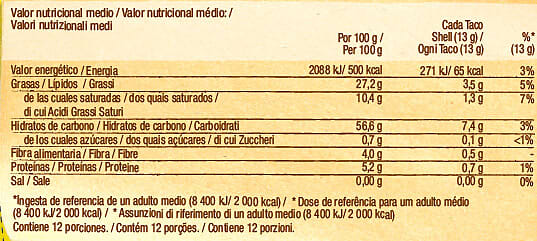taco shells nutrition