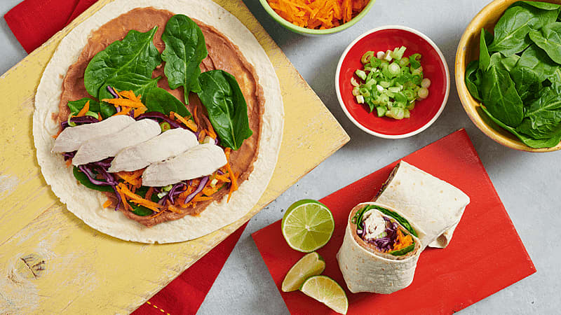 chicken & veggie wraps