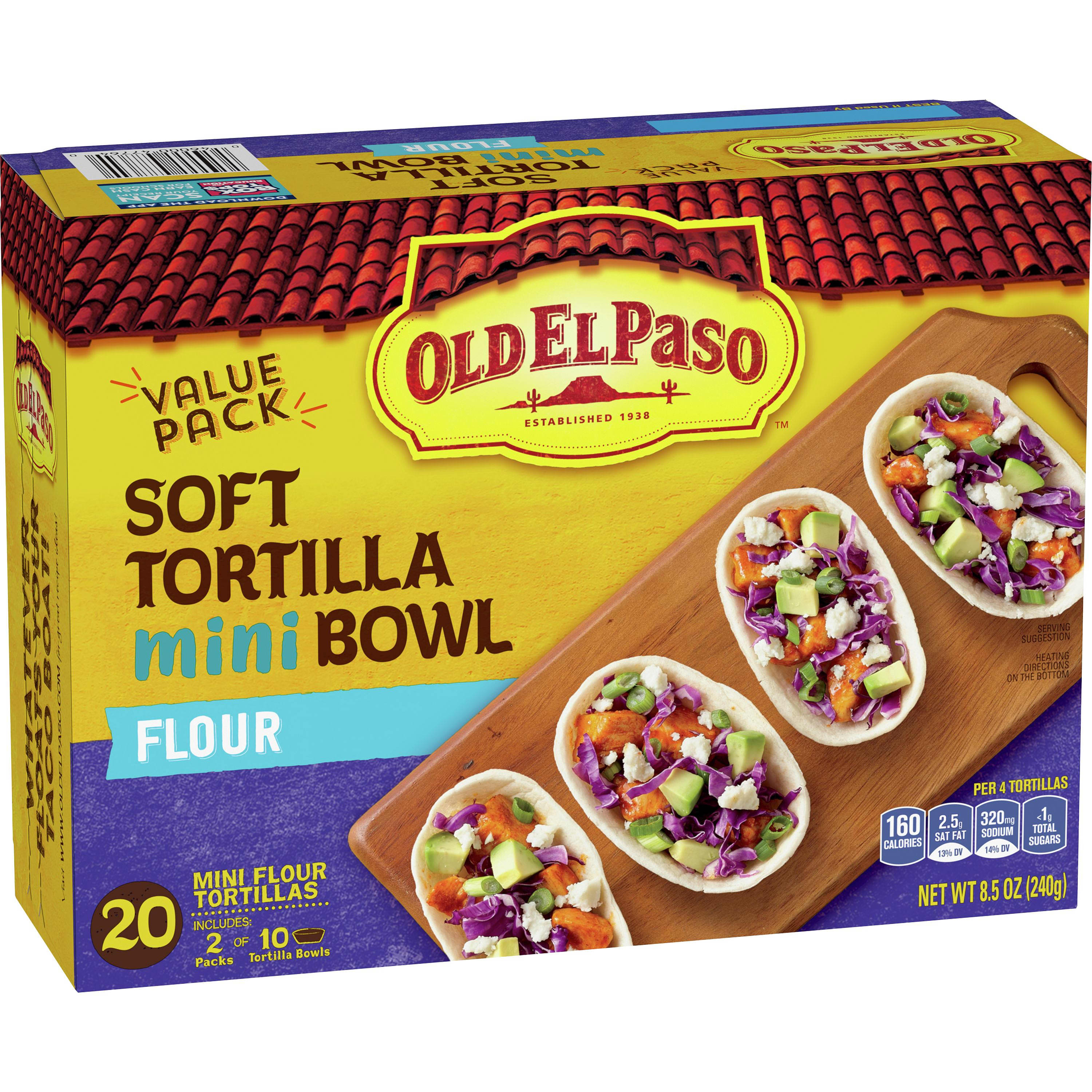Taco Bowls Mini Flour Tortillas, 20 Ct, 8.5 oz Old El Paso