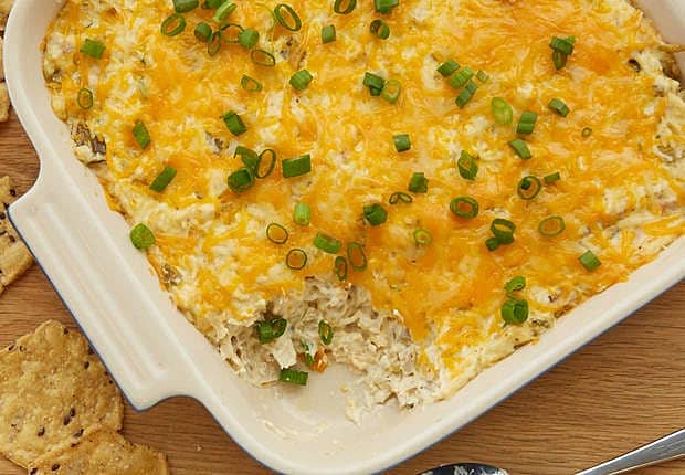 Cheesy Green Chile Chicken Dip