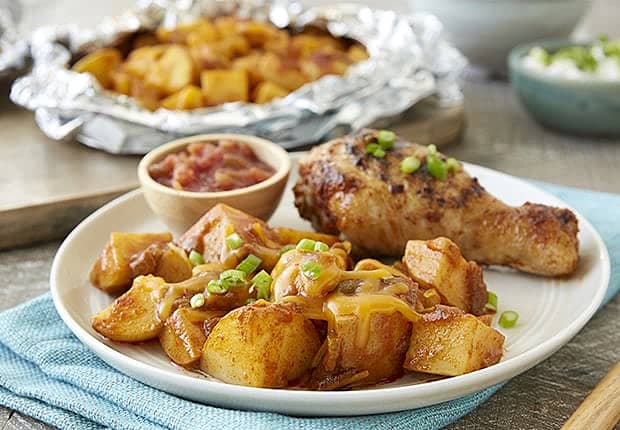 Easy Cheesy Mexican Potatoes Foil Pack
