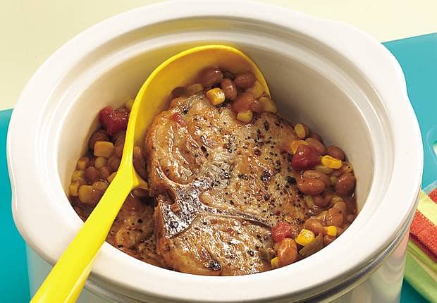 Pork Chops with Salsa Beans
